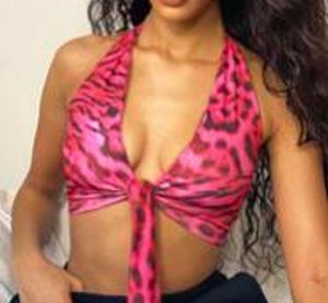 Y2k leopard print pink Tie Up Top