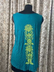 Teal Tank Top with Mandala Print