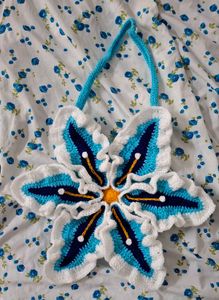 Handmade Crochet Lily blue bag