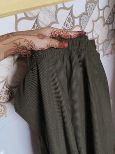 Olive Green Ribbed Pants