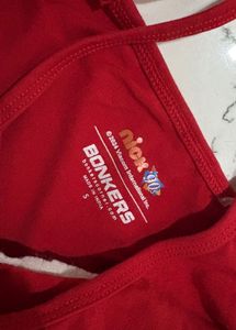 Cute Red Cartoon Graphic Crop Top