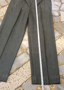 Men's Grey Striped Formal Trousers