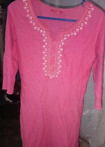 Pink Embroidered Kurta