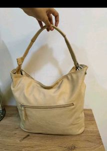 Stylish Beige Croc-Embossed Handbag