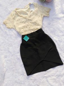 Free Delivery Elegent Korean  Top & Skirt Set🫂?