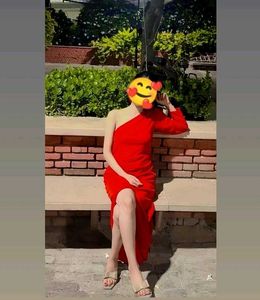 Red One-Shoulder Dress