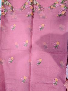Super Net Saree, Baby Pink Color With Cute Embroid