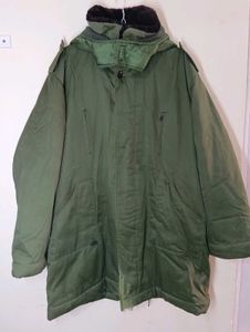 Men's Olive Green Military Parka Jacket - Heavy Wi
