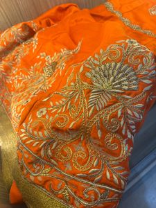 Vibrant Orange Embroidered Anarkali Gown