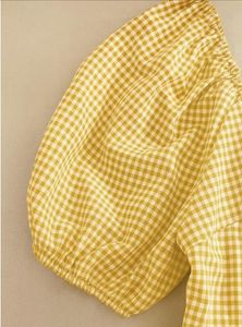 Yellow Gingham Peplum Top