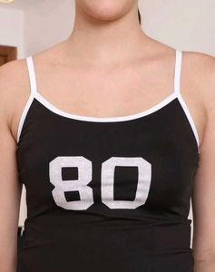 Stylish Black Tank Top - '80' Graphic