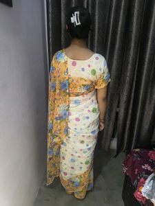 Vibrant Floral Print Saree