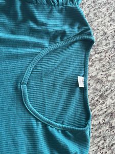Teal Ribbed Puff Sleeve Top