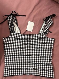 Gingham Tie-bow strap Crop Top
