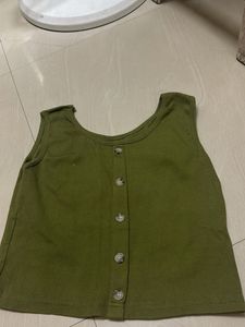Olive Green Button-Up Tank Top