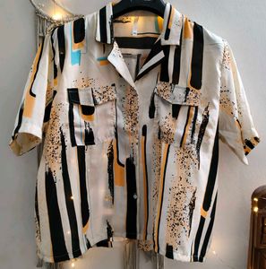 Artistic Print Button-Up Shirt 5XL