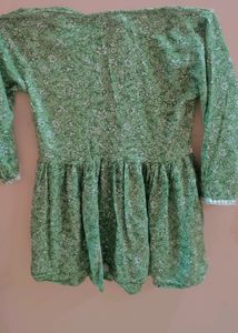 God Bless XS Cotton blend Green Printed Tunic