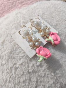 Cute Flower Pearl Drop hair pins