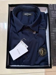 Balmain Navy Logo Patch Dress Shirt