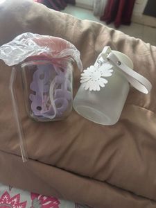 2 Cute Glass Tumblers with Straw