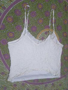 White Camisole Top with Lace Trim