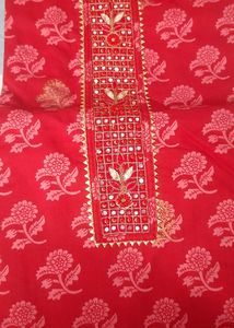 Pure Cotton Handwork Suit With Tie And Die Dupatta