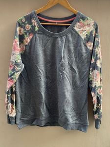 Grey Floral Sleeve Sweatshirt