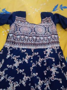 Elegant Navy Blue Embroidered Anarkali Dress