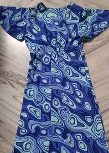 Vibrant Blue Swirl Print Mini Dress