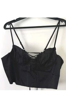 SHEIN Black Ruched Bust Crop Cami Top