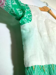 ZURII Light Green And White Anarkali (Women's)