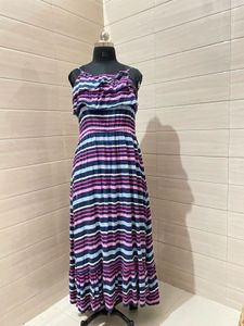 Striped Maxi Dress with Ruffle Detail