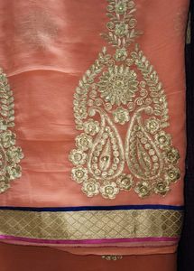 Beautiful Peach Embroidered Saree