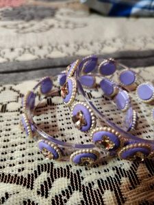 Sparkling Purple &amp; Pearl Bangles