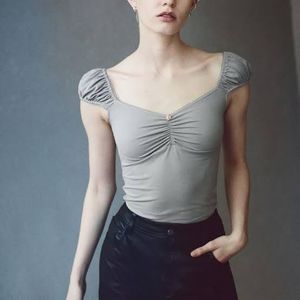 Cute Ruched Grey Crop Top