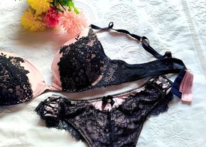 Elegant Pink and Black Lace set