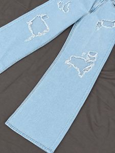 Light Wash Ripped Wide Leg Jeans