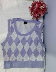 Lavender Argyle Knit Top