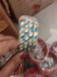 Set of 4 Green Bangles with Embellishments