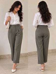 Korean style Taupe Brown High-Waist Pants