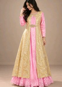 Elegant Gold & Pink frock