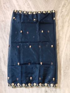 Elegant Navy Blue Organza Dupatta