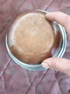 Vintage Stainless Steel Kadhai &amp; Plate Set