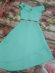 Elegant Off-Shoulder Mint Dress skirt-top