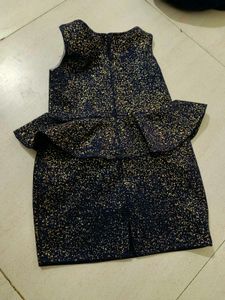 Sparkling Navy Blue Peplum frock