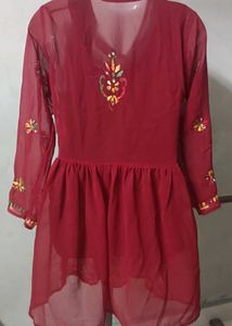 Beautiful Red Embroidered Kurta Set