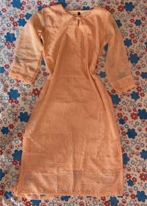 Peach Kurta with Sheer Sleeves