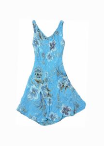 y2k vintage Blue Floral Mini Dress