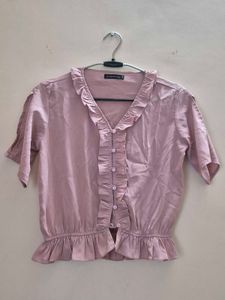 Ruffled Pink Crop Top