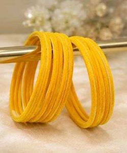 Velvet Yellow Bangles Set